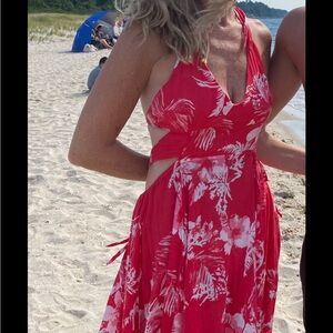 Free People Red and White Floral Summer dress